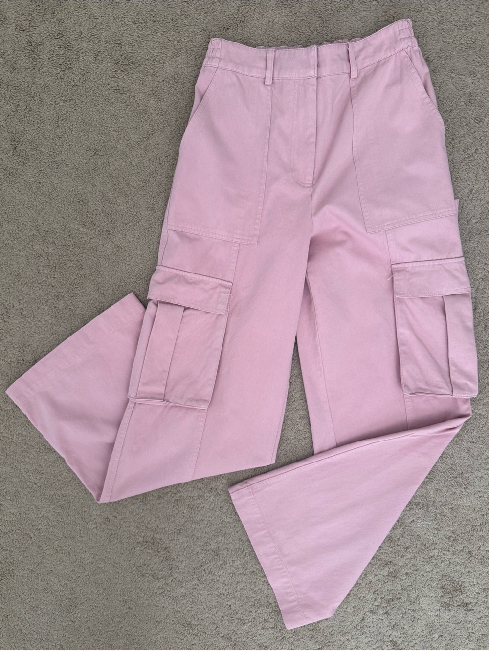 Altar'd State Pink Wide-Leg Cargo Pants Size Small 100% Cotton High waist